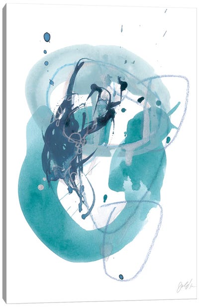 Aqua Orbit IV Canvas Art Print - Teal Abstract Art