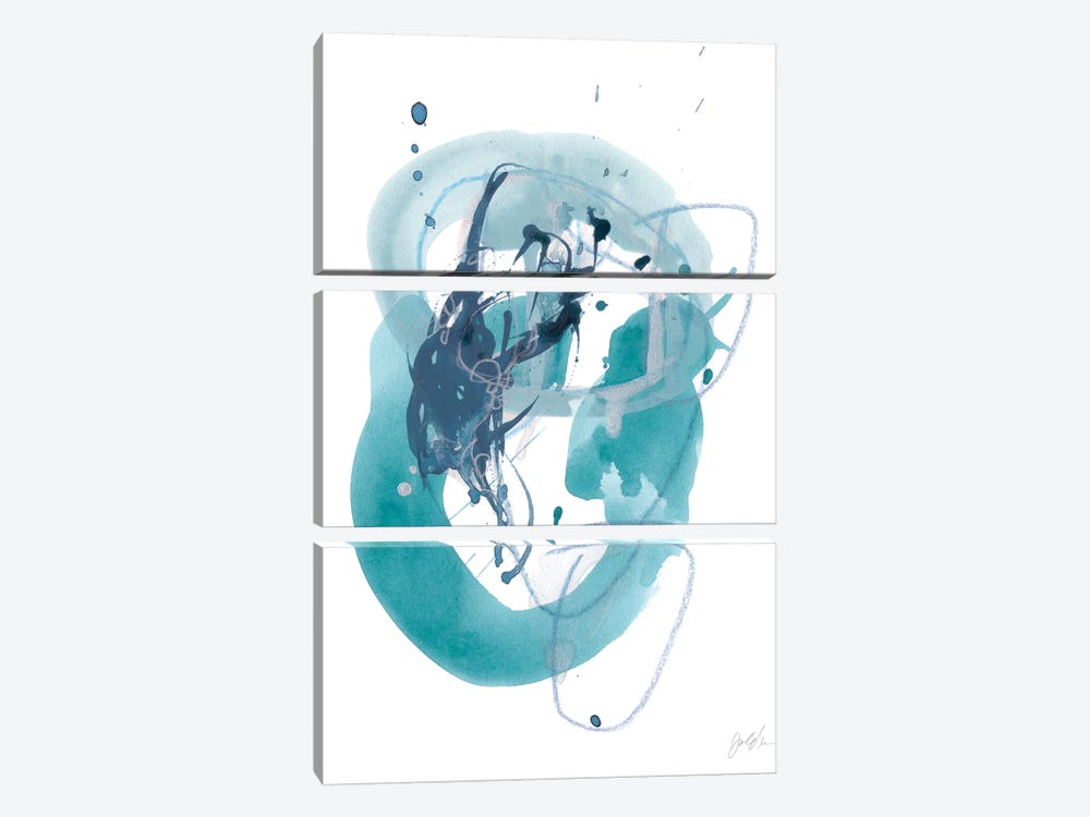 Aqua Orbit IV by June Erica Vess 3-piece Canvas Art Print