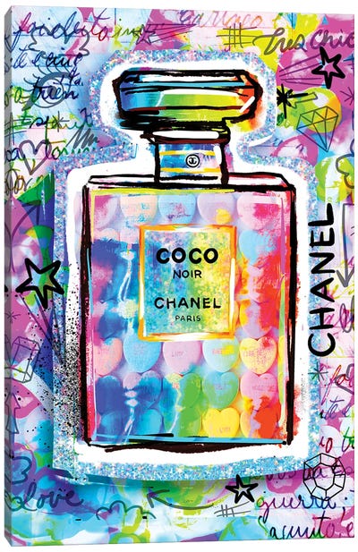 Coco Perfume Canvas Art Print - Large Colorful Accents