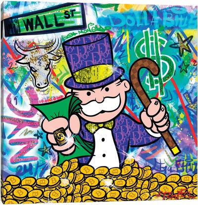 Mr Moneybags Canvas Art Print - Art Gifts for Him