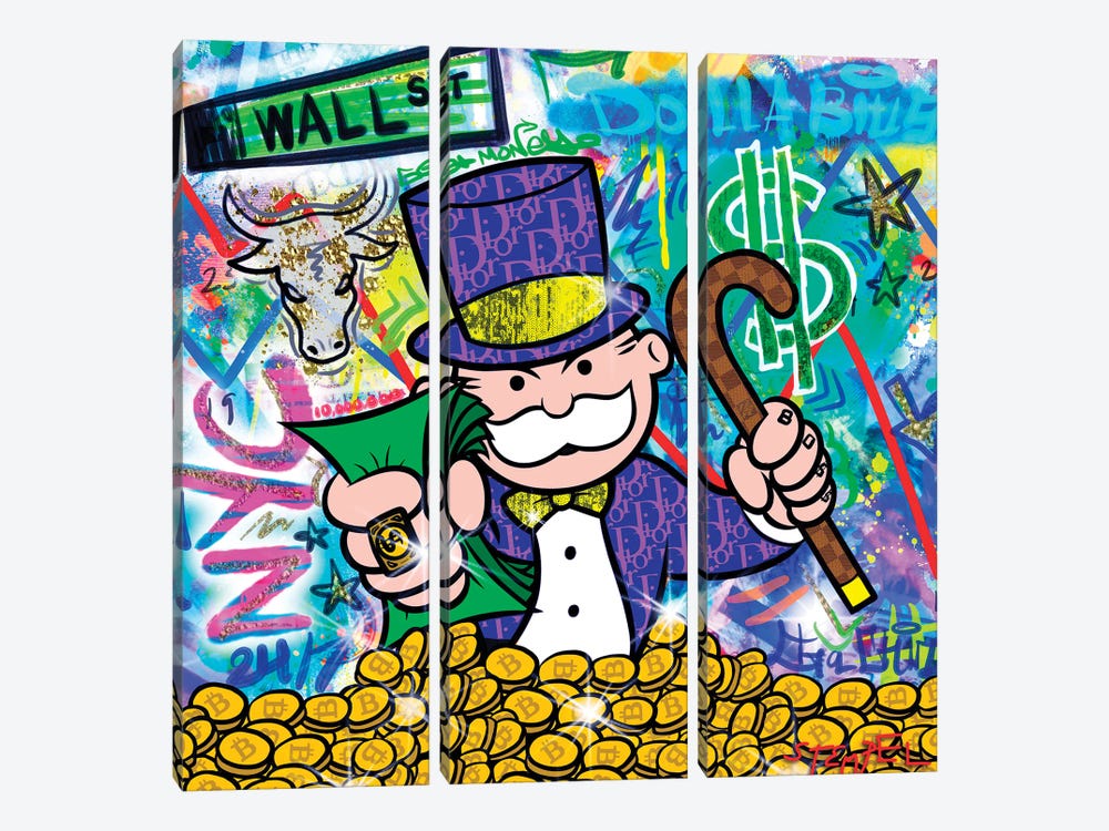 Mr Moneybags by Jessica Stempel 3-piece Canvas Wall Art
