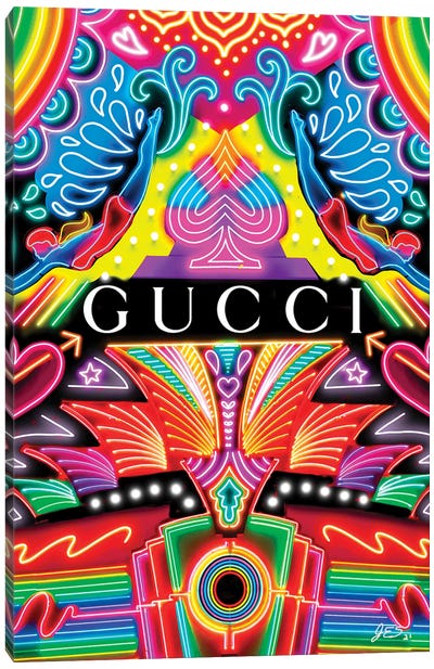 Neon Gucci Canvas Art Print - Neon Art