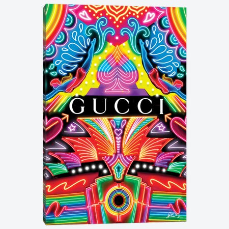 Neon Gucci Canvas Print #JEX22} by Jessica Stempel Canvas Wall Art