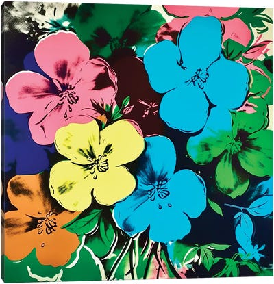 Andy Warhol Inspired Flowers Canvas Art Print - Jessica Stempel