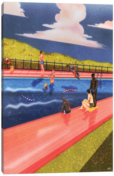 Swimmers Canvas Art Print - Swimming Pool Art