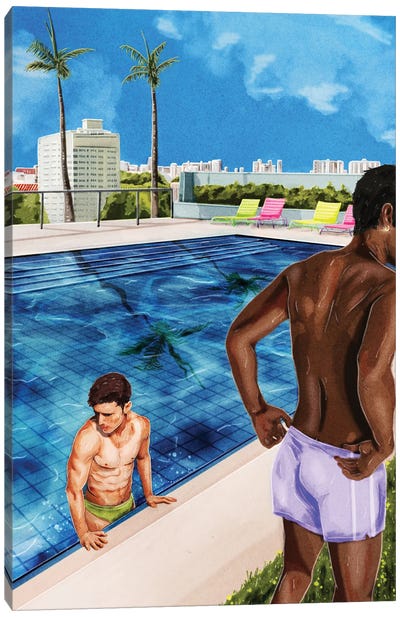 Palms Canvas Art Print - Swimming Pool Art