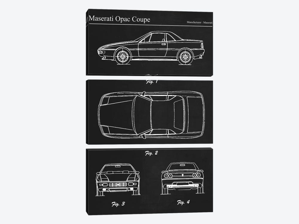 Maserati Opac Coupe by Joseph Fernando 3-piece Canvas Artwork