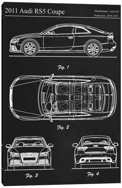 2011 Audi RS5 Coupe Canvas Art Print - Automobile Blueprints