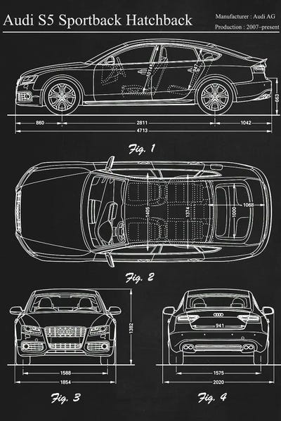 Automobile Blueprints: 2011 Audi S5 Sportback Hatchback by Joseph Fernando