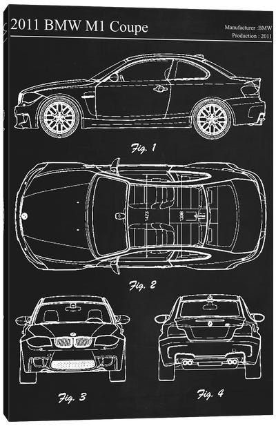 2011 BMW M1 Coupe Canvas Art Print - Automobile Blueprints