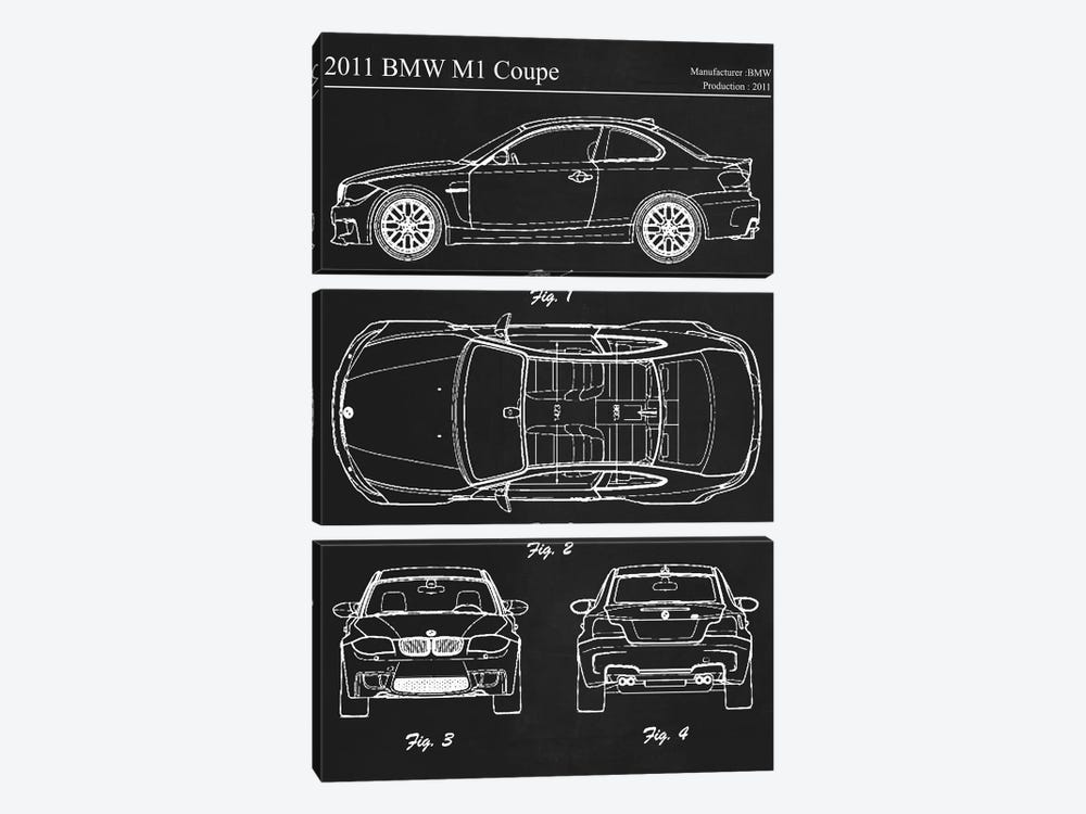 2011 BMW M1 Coupe by Joseph Fernando 3-piece Canvas Print