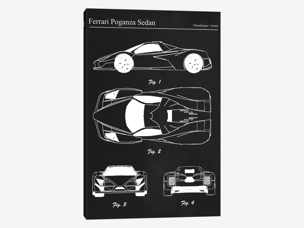Ferrari Poganza Sedan by Joseph Fernando 1-piece Canvas Artwork