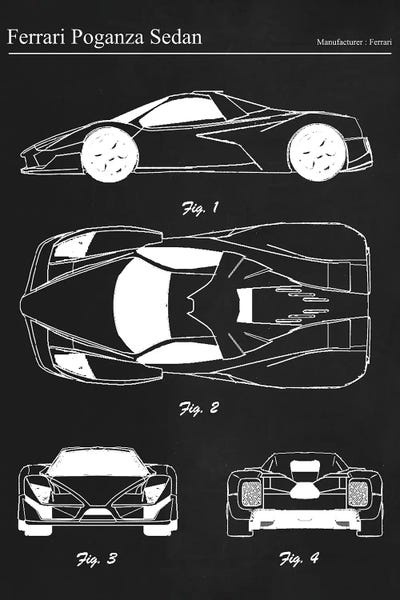 Automobile Blueprints: Ferrari Poganza Sedan by Joseph Fernando