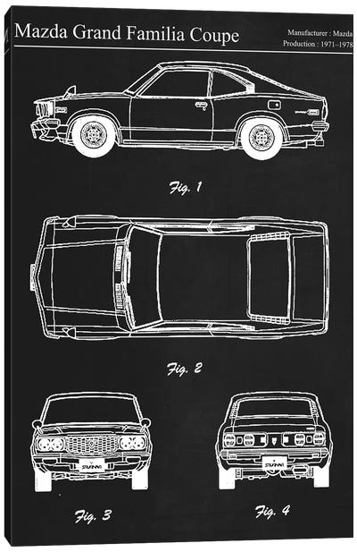 Mazda Grand Familia Coupe Canvas Art Print - Automobile Blueprints