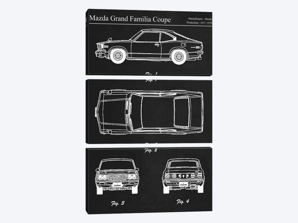 Mazda Grand Familia Coupe by Joseph Fernando 3-piece Art Print