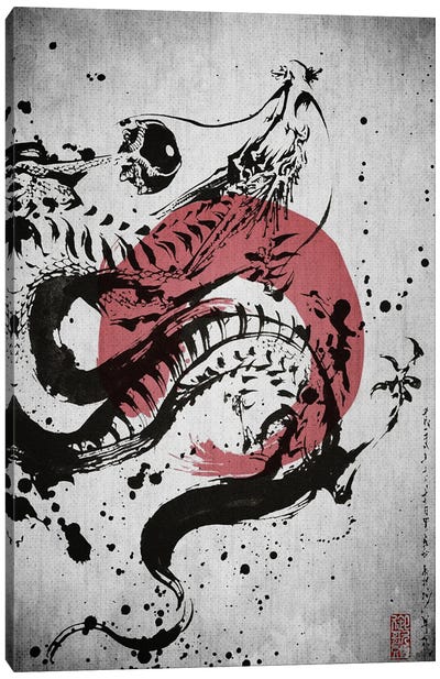 Samurai Dragon Canvas Art Print - Joseph Fernando
