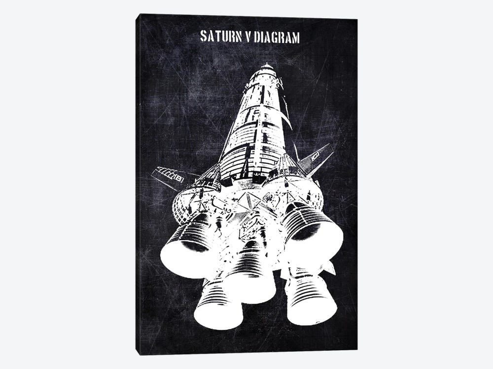 Saturn V Diagram by Joseph Fernando 1-piece Canvas Art