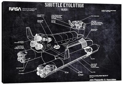 Shuttle Evolution Block I Canvas Art Print - Electronics & Communication Blueprints