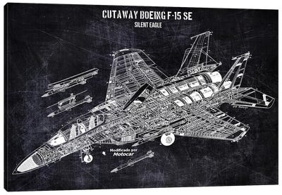 Cutaway Boeing F-15 Se Canvas Art Print - Aviation Blueprints