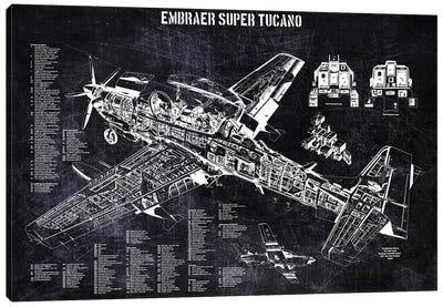 Embraer Super Tucano Canvas Art Print - Aviation Blueprints
