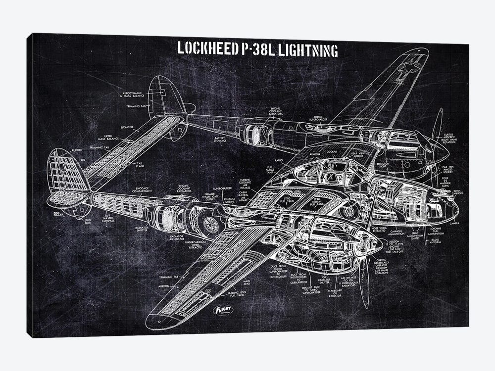 Lockheed P-38l Lightning by Joseph Fernando 1-piece Canvas Print