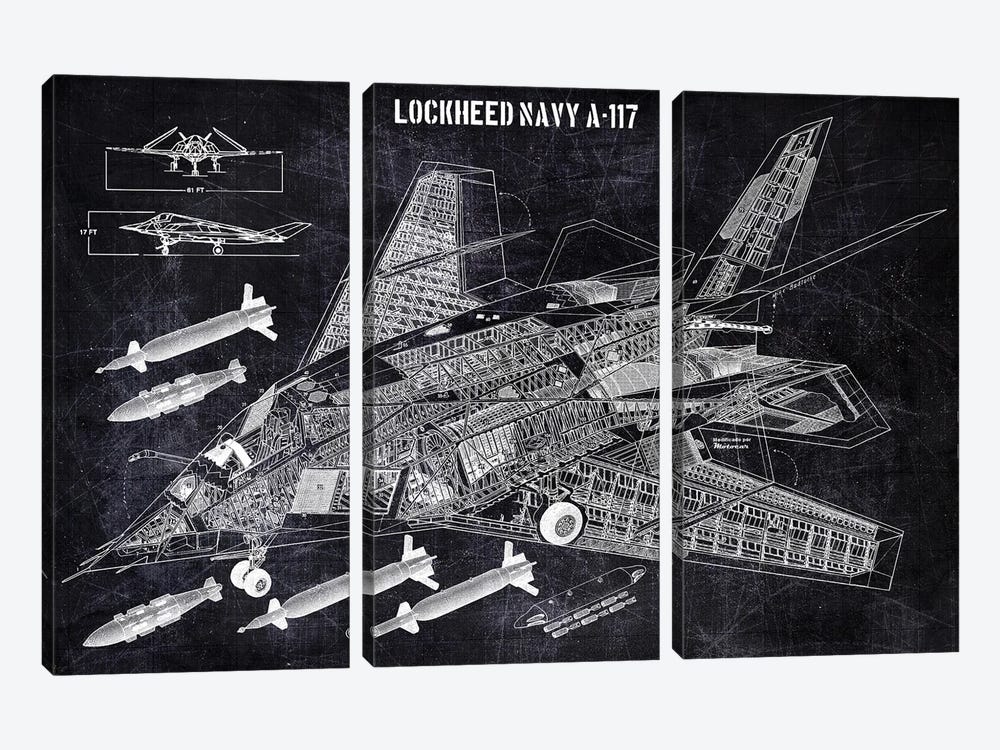 Lockheed Navy A-117 by Joseph Fernando 3-piece Canvas Art Print