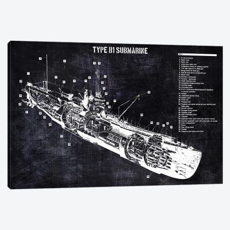 Type B1 Submarine Canvas Print #JFD163} by Joseph Fernando Canvas Art Print