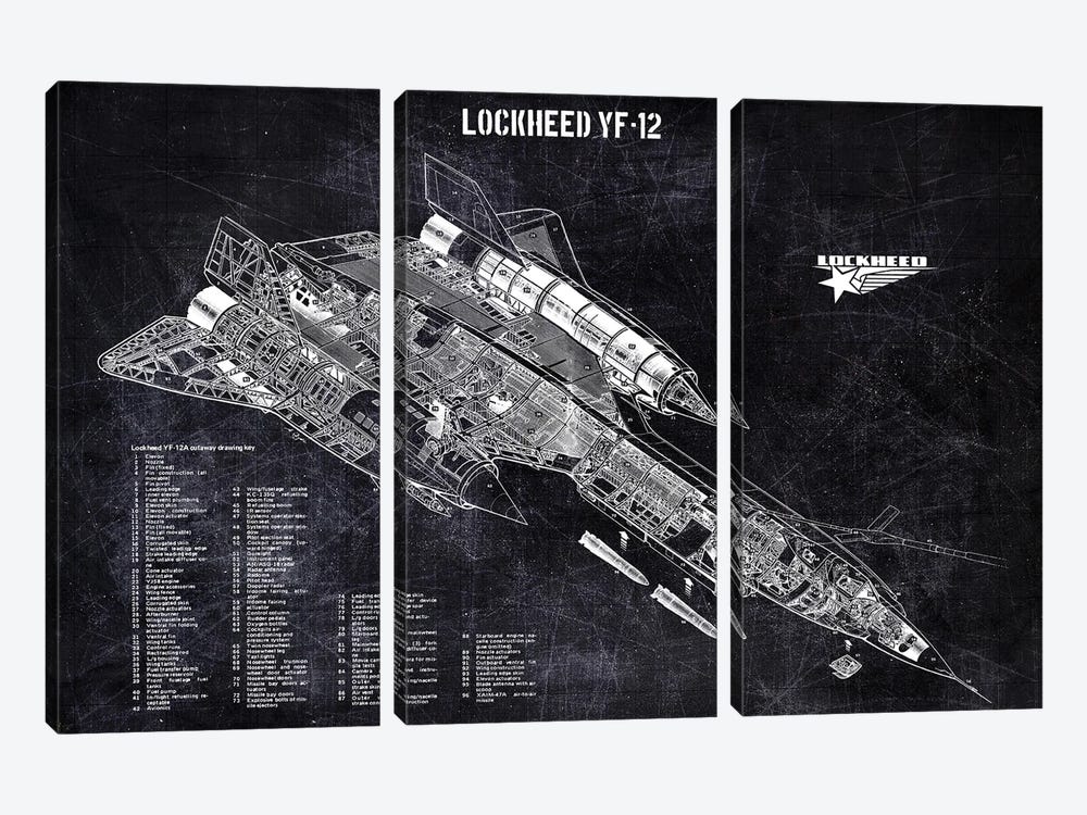 Lockheed YF-12 by Joseph Fernando 3-piece Canvas Print