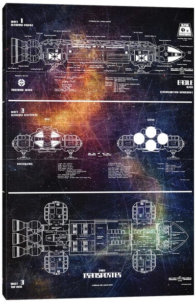 Space Eagle Canvas Art Print - Engineering & Machinery Blueprints