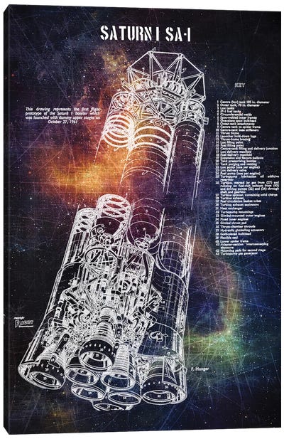 Saturn I Sa-I Canvas Art Print - Engineering & Machinery Blueprints