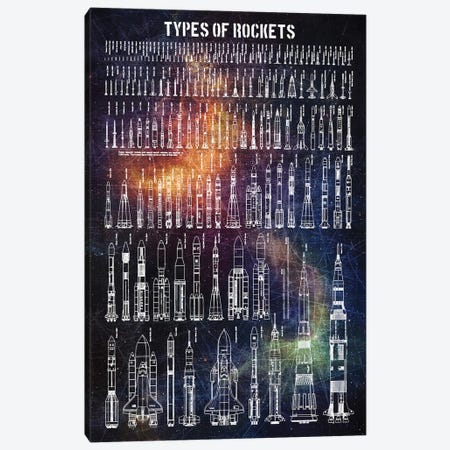 Types Of Rockets Canvas Print #JFD174} by Joseph Fernando Art Print