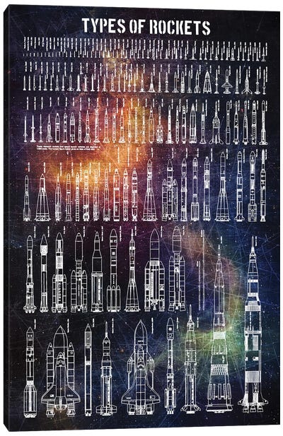 Types Of Rockets Canvas Art Print - Engineering & Machinery Blueprints