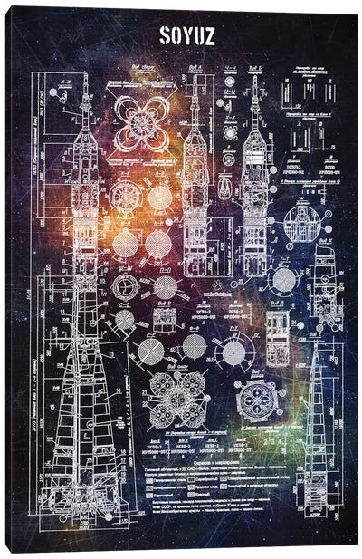 Soyuz Canvas Art Print - Engineering & Machinery Blueprints