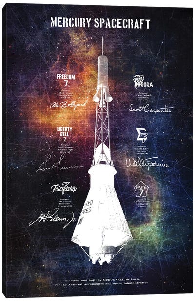 Mercury Spacecraft I Canvas Art Print - Engineering & Machinery Blueprints