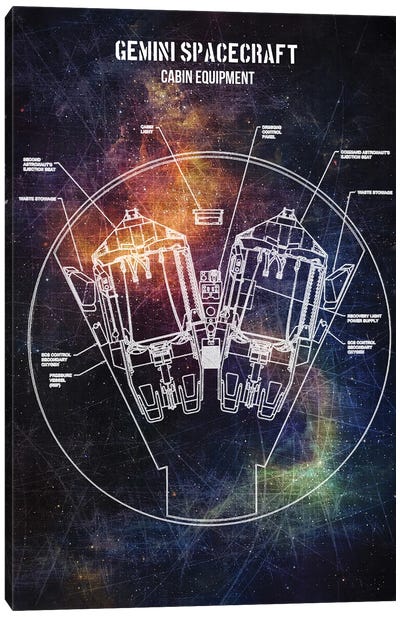 Gemini Spacecraft Canvas Art Print - Engineering & Machinery Blueprints