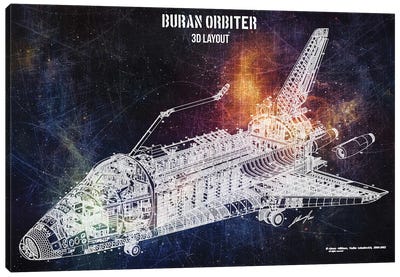 Buran Orbiter Canvas Art Print - Engineering & Machinery Blueprints