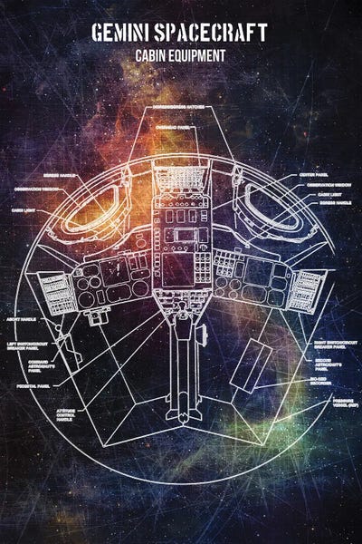 Gemini Spacecraft Pro by Joseph Fernando metal wall art