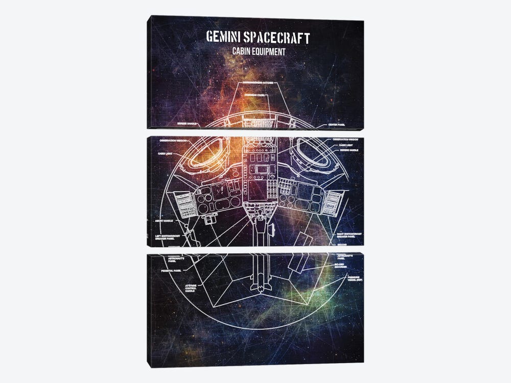 Gemini Spacecraft Pro by Joseph Fernando 3-piece Canvas Print