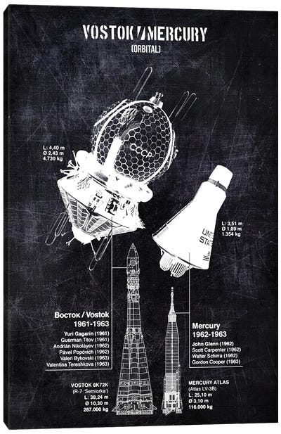 Vostok Mercury Canvas Art Print - Electronics & Communication Blueprints