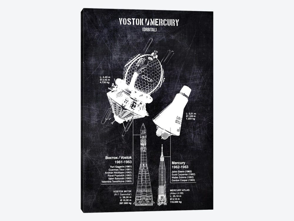 Vostok Mercury by Joseph Fernando 1-piece Canvas Print
