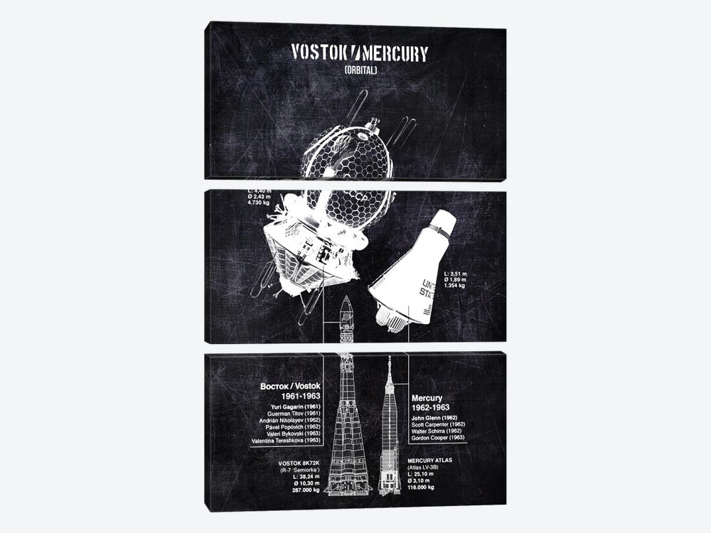 Vostok Mercury by Joseph Fernando 3-piece Canvas Art Print