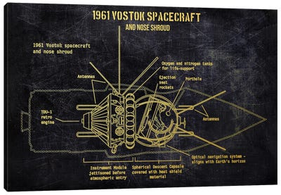 1961 Vostok Spacecraft Gold Canvas Art Print - Joseph Fernando