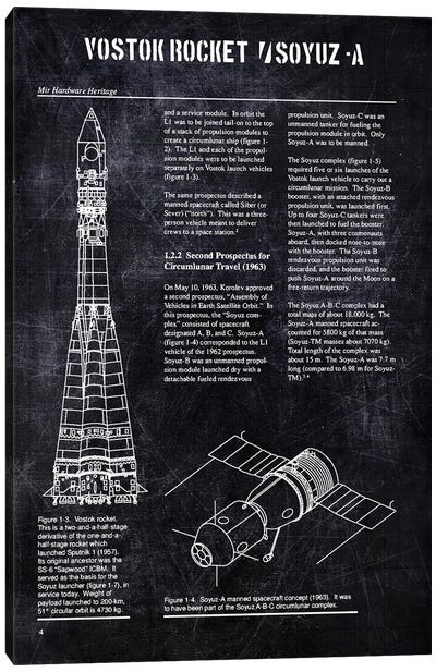Vostok Rocket & Soyuz - A Canvas Art Print - Joseph Fernando