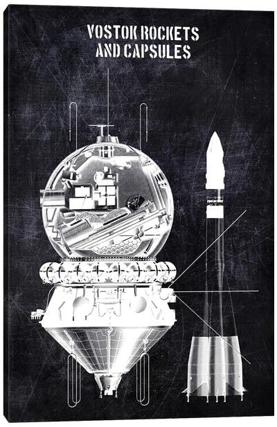 Vostok Rockets Canvas Art Print - Electronics & Communication Blueprints