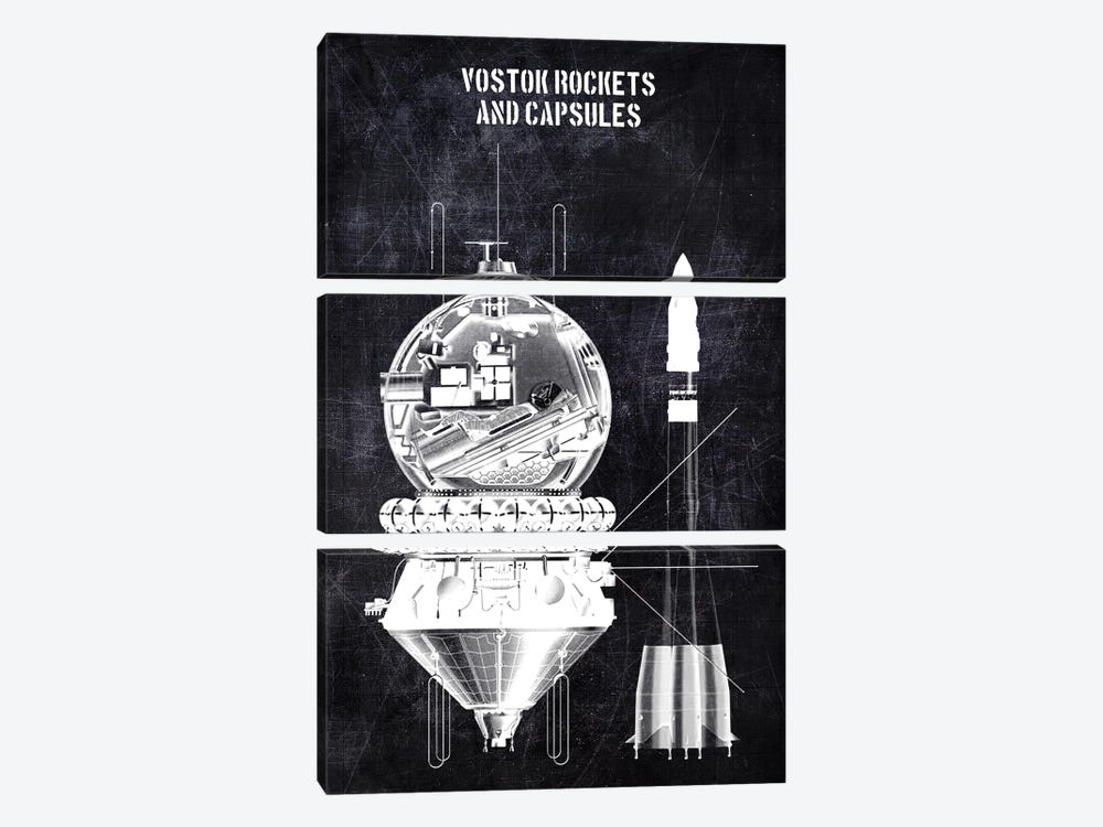 Vostok Rockets by Joseph Fernando 3-piece Canvas Art