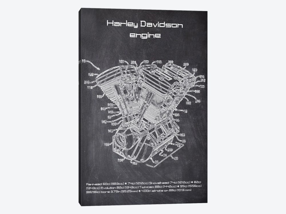Harley Davison Engine by Joseph Fernando 1-piece Art Print