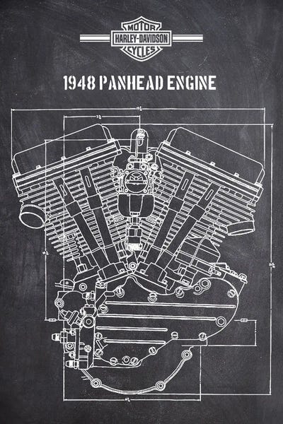 1948 Panhead Engine by Joseph Fernando metal wall art