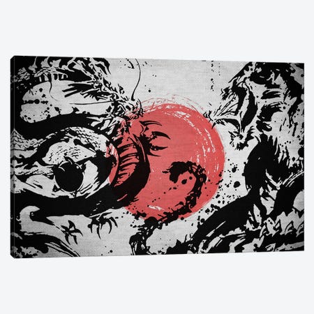 Dragon VS Lion Canvas Print #JFD2} by Joseph Fernando Art Print