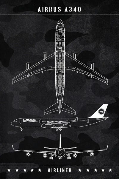 Airbus A340 by Joseph Fernando art print