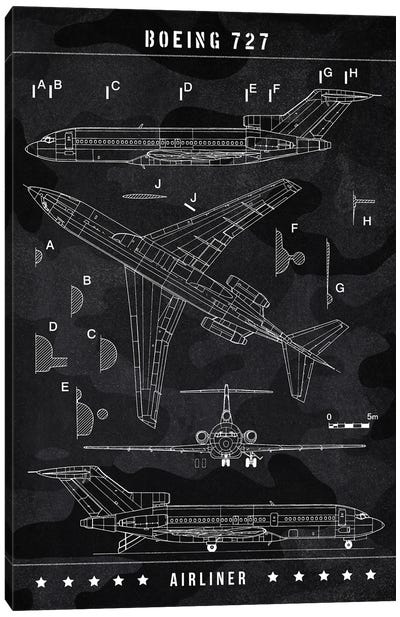 Boeing 727 Canvas Art Print - Joseph Fernando